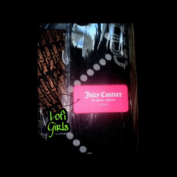 Juicy Couture Gothic Crown Argyle Black Silver Crown Pink Jacquard 8 pc Bed Set - Picture 7 of 11